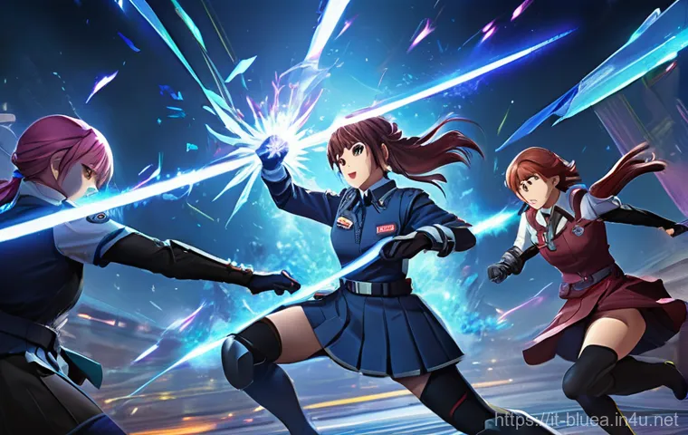 블루아카이브 던전 클리어 팁 - A detailed anime illustration showcasing strategic combat positioning and environmental advantages a...