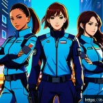 Home 21 블루아카이브 코스트 효율성 - A detailed, vibrant anime-style illustration of a balanced Blue Archive team preparing for a mission...