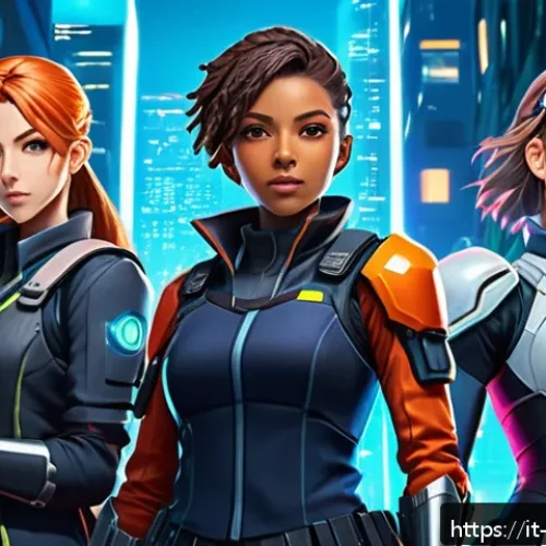 Home 17 블루아카이브 초보자 필수 가이드 - A vibrant, detailed anime-style illustration of a diverse team of young female characters from a tac...